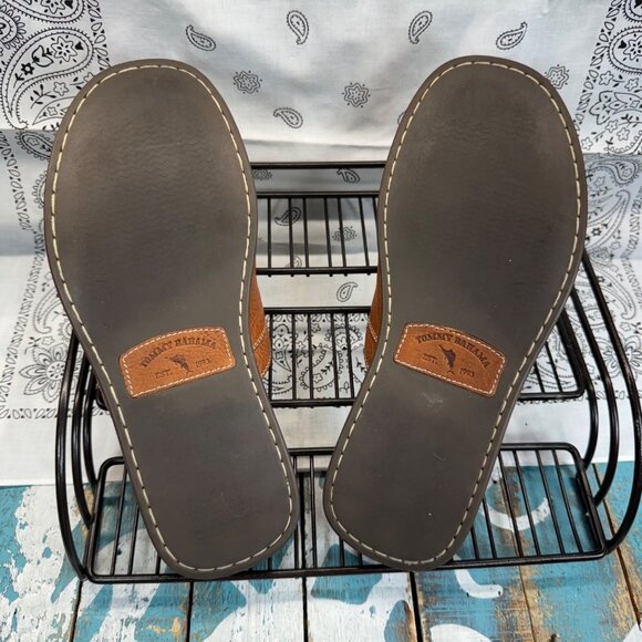 Tommy Bahama Anchors Away Leather Slide/Sandals Mens size 8M Tan EUC main image 9